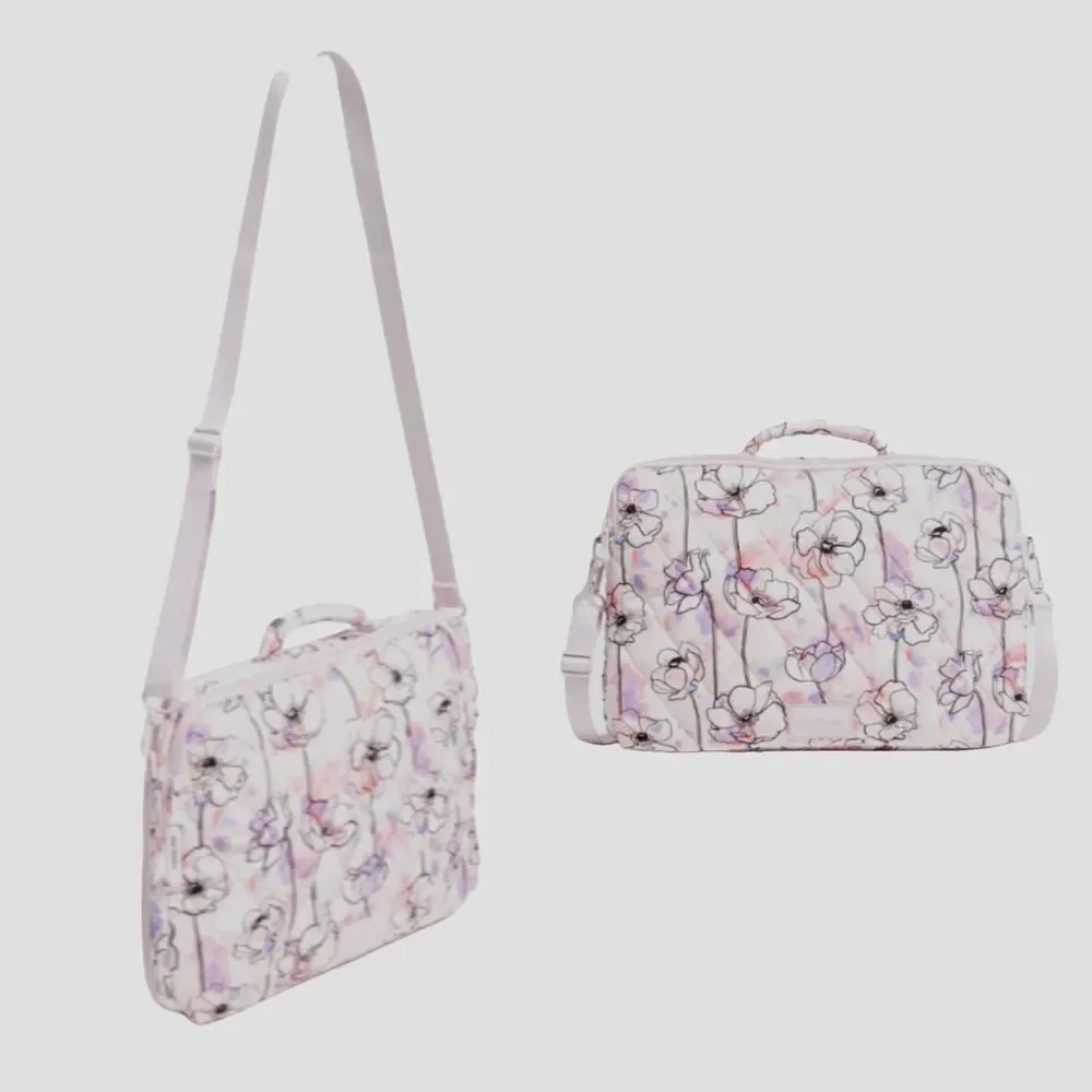 VERA BRADLEY Ultralight Laptop Workstation Crossbody Anemone Watercolor Pink NWT